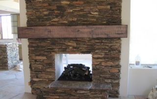 Custom Stone and Wood Fireplace