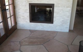 Travertine Tiled fireplace